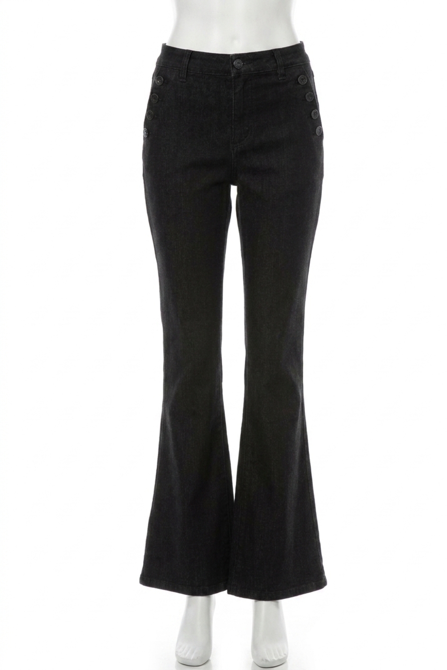 NEW JOSEPH RIBKOFF high waist flared jeans in black/gold